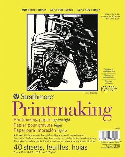 Strathmore 300 Series Printmaking Papierblock, 20,3 x 27,9 cm, 40 Blatt, Papier, weiß, 8x10 von Strathmore