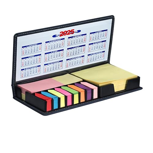 Strehknewen Haftnotizen Set, Notizzettel box, 2200 Stück Selbstklebende Bunte Klebezettel, 4 Formate mit Haftmarker & PU Etui, Sticky Notes für Büro, Schule, Studium und Teamwork,Kalender 2025 von Strehknewen