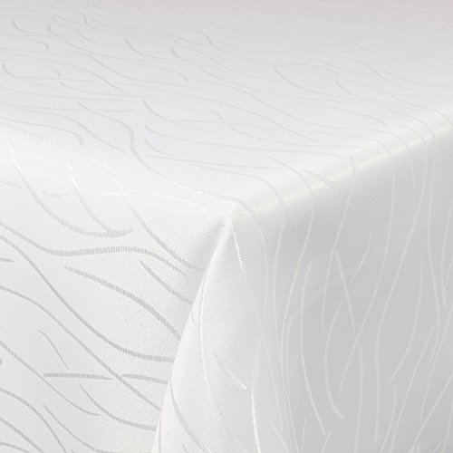 Tischdecke Damast Streifen 160cm rund Weiss von Streifen Tischdecke