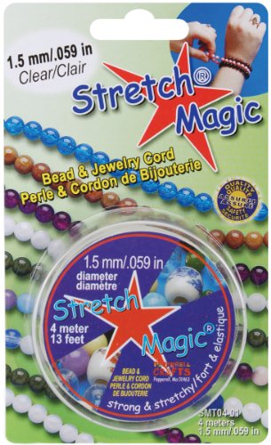 Stretch Magic Perlen- und Schmuckkordel, stark und dehnbar, leicht zu Knoten, klare Farbe, 1,5 mm Durchmesser, 4 m Spule, elastische Schnur zur Herstellung von Perlenschmuck von Stretch Magic