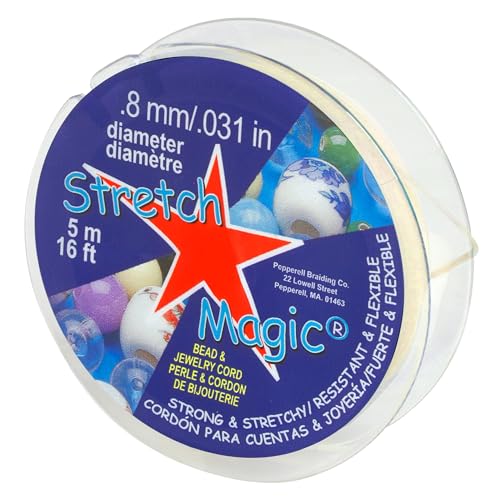 Pepperell Stretch-Kordel, 0,8 mm, Perlen, 5 m von Stretch Magic