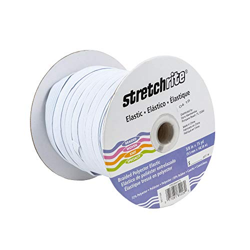 Stretchrite 1PSS38WHTE 0,95 cm x 75 Yard weißes Polyester geflochtene Elastikrolle von Stretchrite