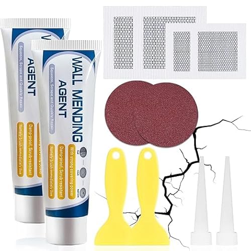 Wandfüller Reparaturset, Wandreparaturcreme, Trockenbau Reparaturflicken, Schleifpapier, Wandreparaturpaste, Schaber, fertig gemischte Wandfüller für Löcher, Peeling, Graffiti, Risse von Striyco Essentials