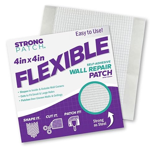 StrongPatch 10,2 x 10,2 cm Flexibler selbstklebender Wandreparaturflicken (3er-Pack) – vielseitig, zuschneidbar, einfache Anwendung für Löcher, Risse und Ecken von StrongPatch