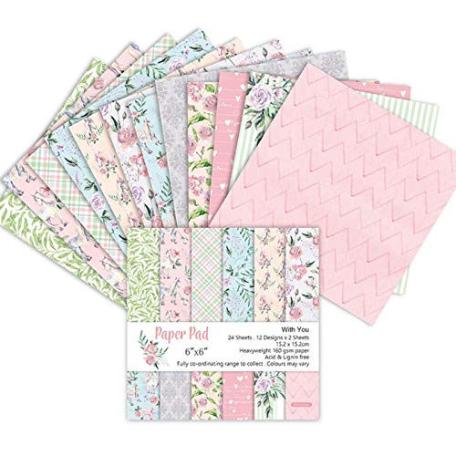 24 Blatt Scrapbooking Papiere mit 12 Muster, Designpapier, Bastelpapier, Dekorpapier für DIY Handwerk Foto Hintergrund Deko, 6x6 Zoll von Stronrive