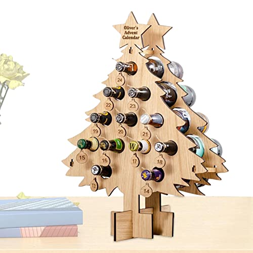 Stronrive Wein-Adventskalender 2023 Erwachsene, Weihnachtsdekoration aus Holz mit Countdown-Ornamenten, Holz Weinständer Ferienhaus Desktop-Dekorationen von Stronrive