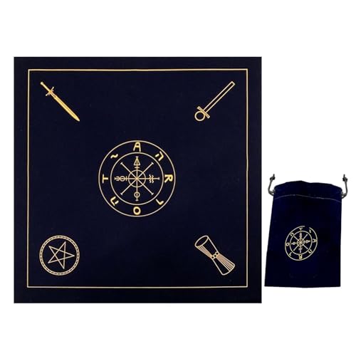 Tarot-Tuch, Tarot-Tischdecke Aus Samt Mit Tarotkarten-Aufbewahrungstasche, Pagan Altar Tarot Tischtuch, 70x70cm Wandteppich Decke Für Tarot-Karten-Liebhaber, Psychologen von Stronrive