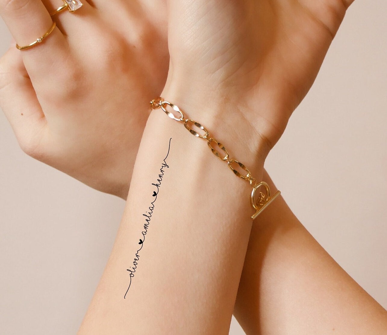 Custom Temporäres Tattoo Frauen, Personalisiert, Kindernamen | 3Er Set von StudioMelitta