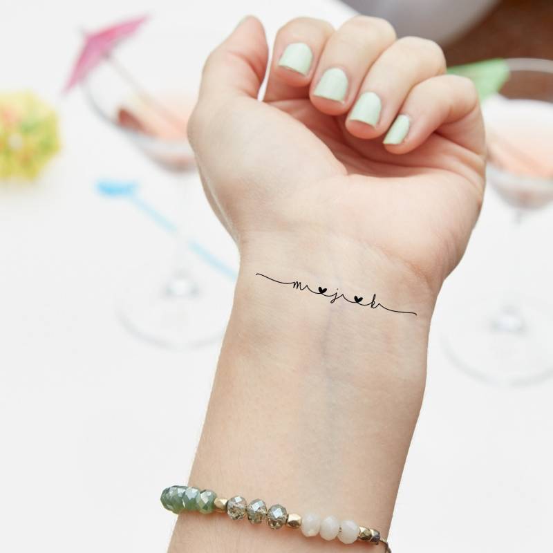 Individuelles Temporäres Tattoo Frauen, Personalisiert, Kinder Initialen | 3Er Set von StudioMelitta