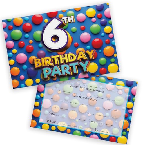 Party-Einladungen zum 6. Geburtstag, für Kinder, Süßigkeiten, Schokolade, 20 Stück, Kindergeburtstagseinladungen für Jungen/Mädchen, A6, Geburtstagsparty-Einladungskarten mit Klappumschlägen Party-Einladungen zum 6. Geburtstag, für Kinder, Süßigkeiten, Schokolade, 20 Stück, Kindergeburtstagseinladungen für Jungen/Mädchen, A6, Geburtstagsparty-Einladungskarten mit Klappumschlägen von Stuff4