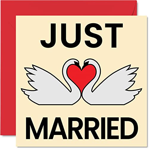 Stuff4 Hochzeitskarten für Braut und Bräutigam – Just Married – Happy Wedding Day Cards Congrats Well Done Just Married Karte, 145 mm x 145 mm Hochzeitskarten für Paare von Stuff4