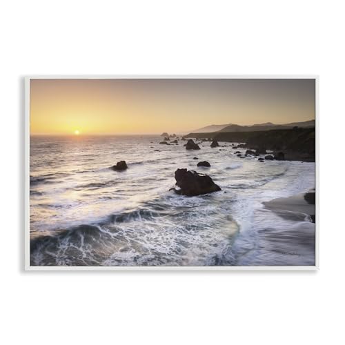 Stupell Industries Alan Majchrowicz Gerahmter Giclée-Wandkunst, Design von Sonoma Coast Sunset, 45,7 x 30,5 cm, Weiß von Stupell Industries