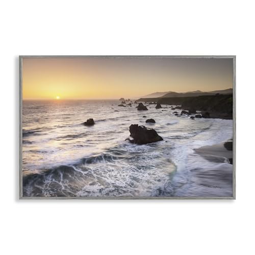 Stupell Industries Alan Majchrowicz Gerahmter Giclée-Wandkunst, Design von Sonoma Coast Sunset, Grau, 61 x 40 cm von Stupell Industries