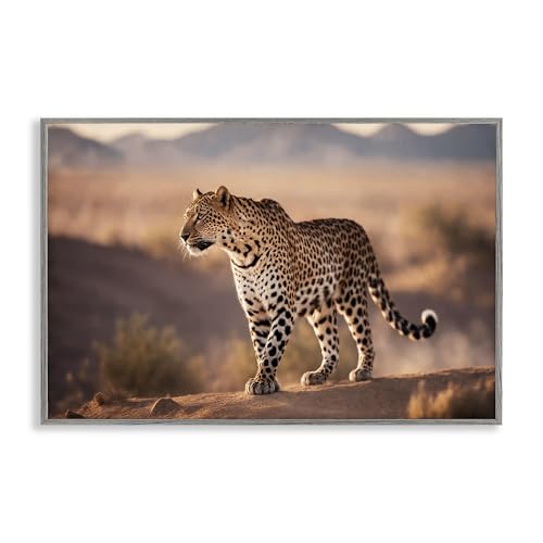 Stupell Industries Cheetah On Patrol Giclée-Wandkunst, gerahmt, Design von Noah Bay, 45,7 x 30,5 cm, Grau von Stupell Industries