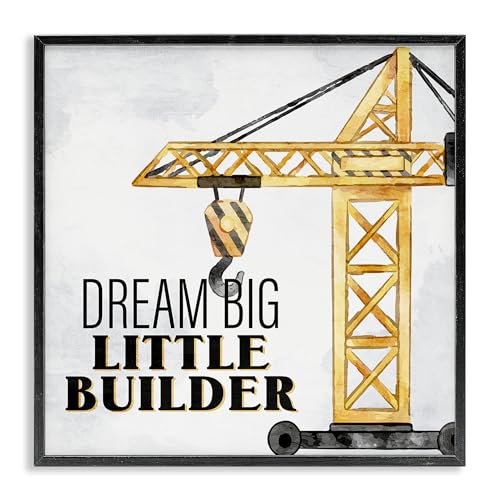 Stupell Industries Dream Big Little Builder Giclée-Wandkunst, gerahmt, Design von Kim Allen, 30,5 x 30,5 cm, Schwarz von Stupell Industries