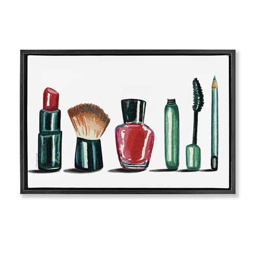 Stupell Industries Elizabeth Tyndall, gerahmter Floater-Rahmen, für Make-up-Tools und Pinsel, Leinwand, 78 x 53 cm, Schwarz von Stupell Industries