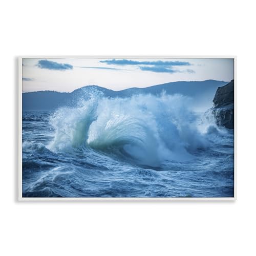 Stupell Industries GS Photo Giclée-Wandkunst, gerahmt, Motiv: rollende Tsunami-Welle, gerahmt, 45,7 x 30,5 cm, Weiß von Stupell Industries