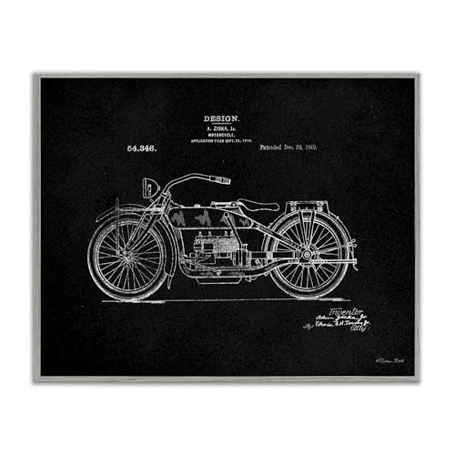 Stupell Industries Gerahmter Giclée-Kunst, Motorrad, Design von Susan Ball, Schwarz von Stupell Industries