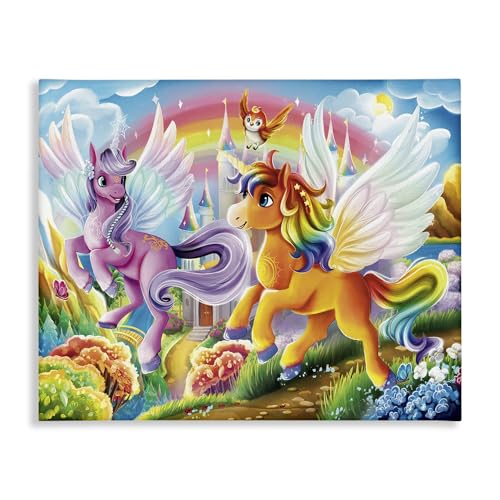 Stupell Industries Image World Leinwandbild, flatternde Einhörner und Regenbogen, 76,2 x 61 cm von Stupell Industries