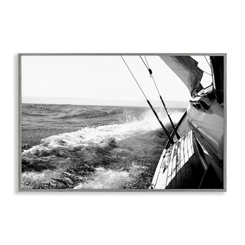 Stupell Industries Kyle, gerahmtes Giclée-Wandkunst, Motiv Boot & Splashing Wake, 76,2 x 50,8 cm, Grau von Stupell Industries