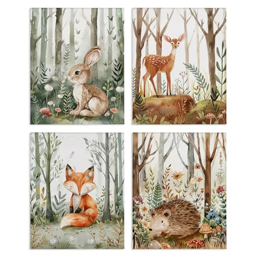 Stupell Industries LSR Design Studio Leinwand-Kunst-Set, Motiv: Babytiere im Wald, 40,6 x 50,8 cm, 4-teilig von Stupell Industries