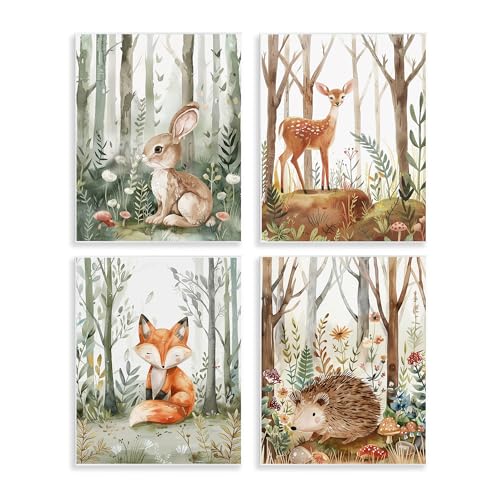 Stupell Industries LSR Design Studio Wandschild, Motiv: Babytiere im Wald, 4-teilig, 28,9 x 35,6 cm von Stupell Industries