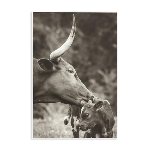 Stupell Industries Longhorn Küssendes Baby Wandschild Kunstdesign von Nathan Larson, 33 x 48 cm von Stupell Industries