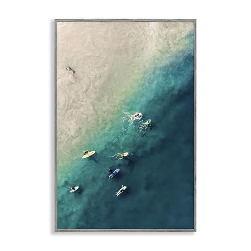 Stupell Industries Nataly White Gerahmtes Giclée-Wandbild, Motiv Surfers on Vivid Shore, gerahmt, 50,8 x 76,2 cm von Stupell Industries