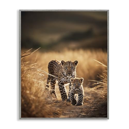 Stupell Industries Noah Bay Giclée-Wandkunst, Motiv: Gepard und Junges in Natur, gerahmt, Grau, 61 x 76 cm von Stupell Industries