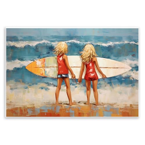 Stupell Industries Petal Prints Design Wandschild Geschwister mit Surfbrett, 38,1 x 25,4 cm von Stupell Industries