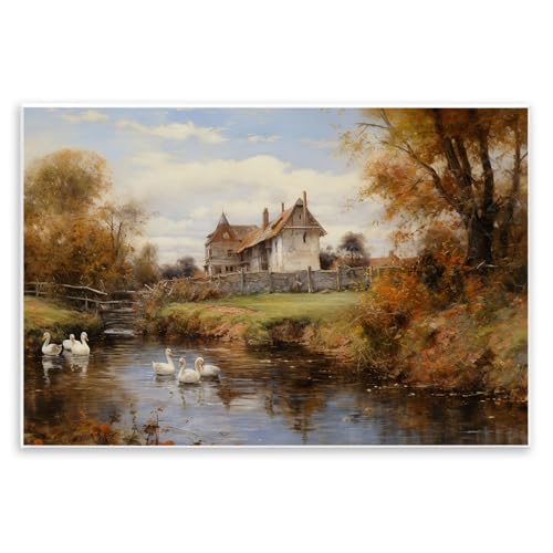 Stupell Industries Petal Prints Design Wandschild mit Enten im Cottage River, 48 x 33 cm von Stupell Industries