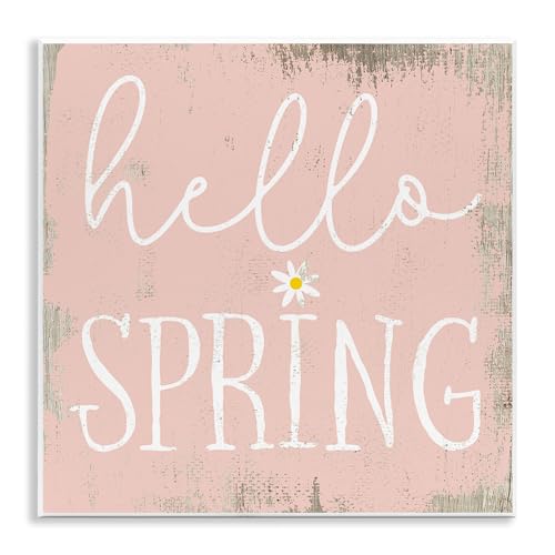 Stupell Industries Rustikales Wandschild Hello Spring, Kunstdesign von Daphne Polselli, 30,5 x 30,5 cm von Stupell Industries