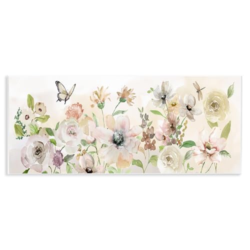 Stupell Industries Wandschild mit flatternden Insekten und Blumen, Kunstdesign von Nan, 43,2 x 17,8 cm von Stupell Industries