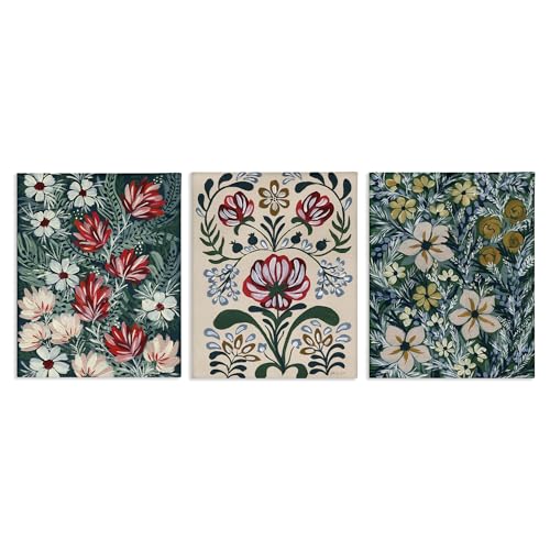 Stupell Industries Yvette St. Amant, Boho-Wandkunst-Set, Motiv: Volksblumen, 3-teilig, 40,6 x 50,8 cm von Stupell Industries