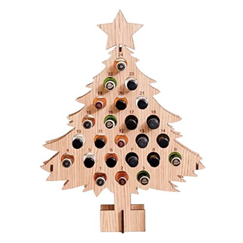 Weinflasche Adventskalender -Weihnachten Adventskalender Countdown 24 Holz Weihnachtsbaum Mini Alkohol Halter Weinflaschenständer Dekoration Geschenke von Stylebest