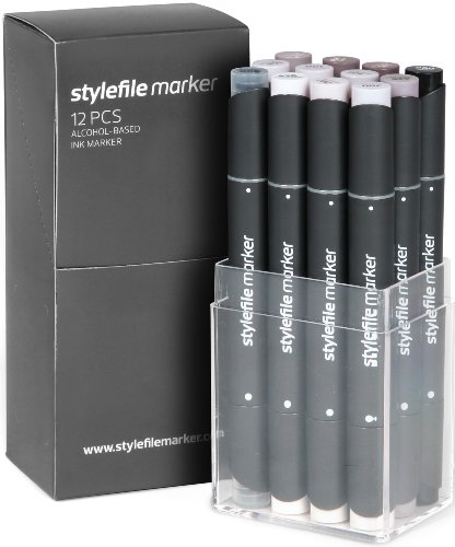 Stylefile SFS12WG Marker, 12er Set Grau von Stylefile