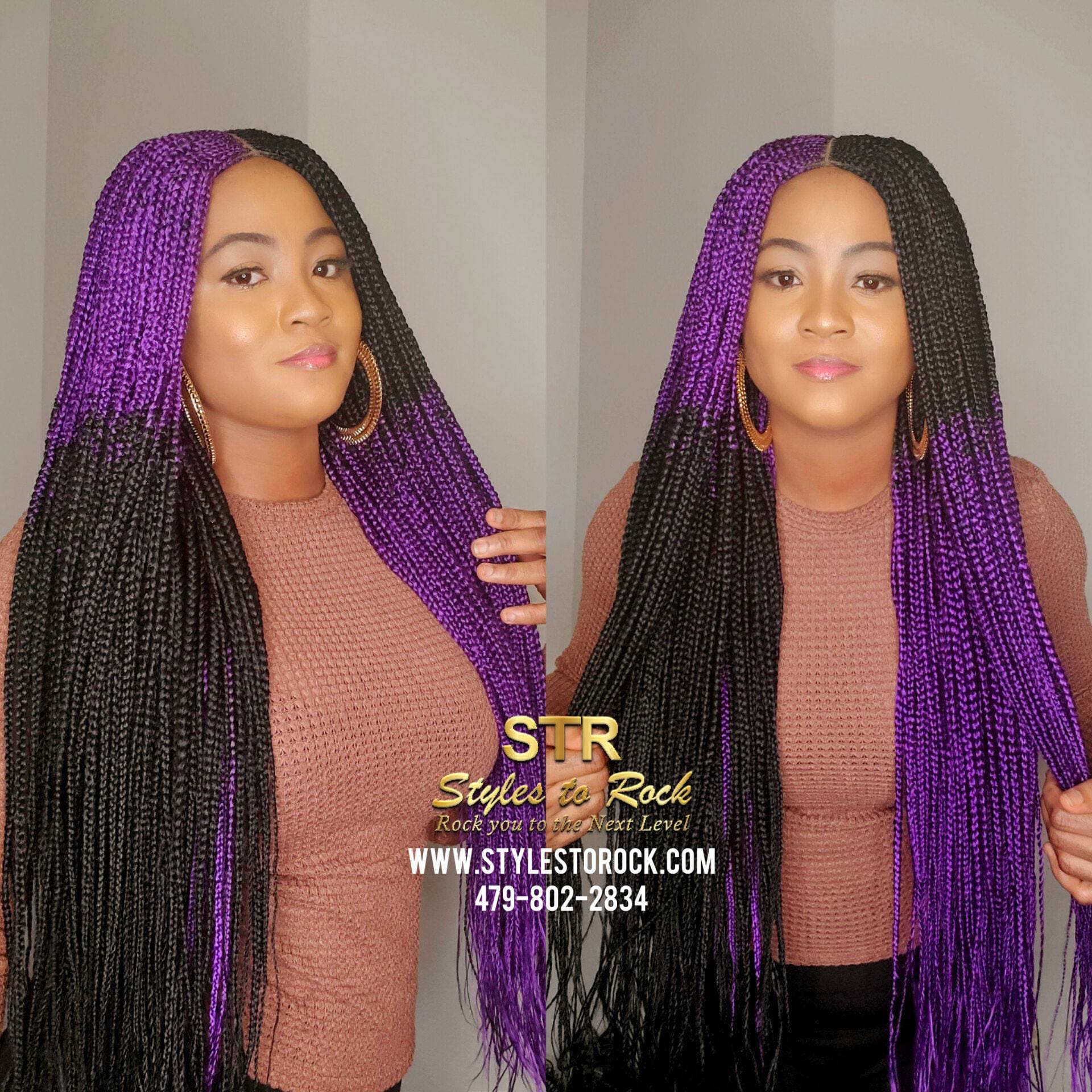 Lila Zöpfe Schwarze Limonade Stile Kurze Geflochtene Perücke Volle Spitze Knotenlose Box Braids Boho Zopf von StylesToRock