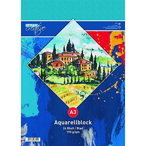 Aquarellblock A3 190g/qm 24 Blatt von Stylex