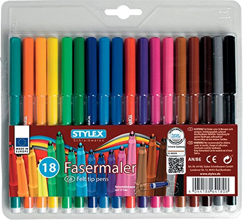 Stylex 2051205 Fasermaler, Etui (18-er Pack) von Stylex