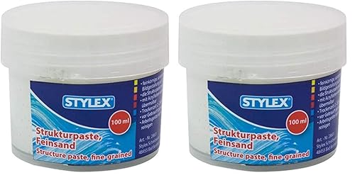 Stylex 28601 - Strukturpaste fein, 100 ml Dose, trocknet weiß matt und deckend auf, kann eingefärbt oder übermalt werden, für reliefartige Effekte (Packung mit 2) von Stylex