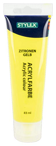 Stylex 28641 - Acrylfarbe auf Wasserbasis, 83 ml Tube in zitronengelb, matt, hohe Deck- und Farbkraft, lichtbeständig, schnelltrocknend und wasserfest von Stylex