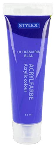 Stylex 28644 - Acrylfarbe auf Wasserbasis, 83 ml Tube in ultramarinblau, matt, hohe Deck- und Farbkraft, lichtbeständig, schnelltrocknend und wasserfest von Stylex