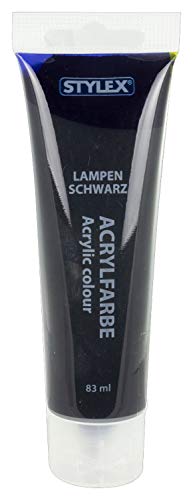 Stylex 28645 - Acrylfarbe auf Wasserbasis, 83 ml Tube in lampenschwarz, matt, hohe Deck- und Farbkraft, lichtbeständig, schnelltrocknend und wasserfest von Stylex