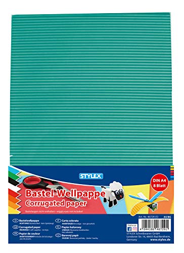 Bastellwellpappe / 8 Blatt / A4 / 8 Farben von Stylex