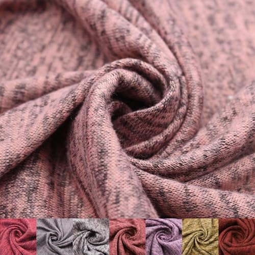 Stylish FABRIC 152,4 cm breiter Polyester-Spandex-Hacci-Melange-Strickstoff, Meterware zum Nähen, Bekleidung, Vorhänge, Stirnbänder, Dekorationen, Schule und DIY-Projekte, Altrosa/Dunkel 2 Meter von Stylish FABRIC