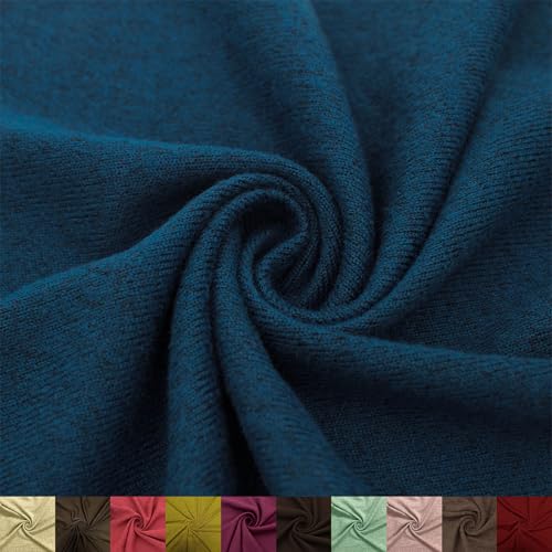 Stylish FABRIC 152,4 cm breiter Polyester-Spandex-Hacci-Strickstoff, Meterware zum Nähen, Bekleidung, Vorhänge, Stirnbänder, Dekorationen, Schule und DIY-Projekte, blauer Denim, 91 cm von Stylish FABRIC