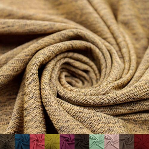 Stylish FABRIC 152,4 cm breiter Polyester-Spandex-Hacci-Strickstoff, gebürsteter Strickstoff, Meterware zum Nähen, Bekleidung, Vorhänge, Stirnbänder, Dekorationen, Schule und DIY-Projekte, Senfhell, von Stylish FABRIC