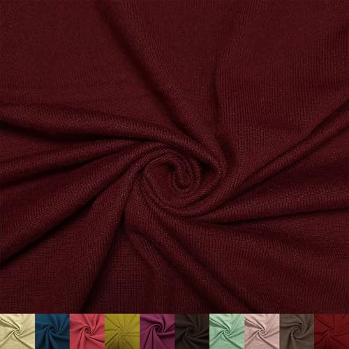 Stylish FABRIC 152,4 cm breiter Polyester-Spandex-Hacci-Strickstoff, gebürsteter Strickstoff, Meterware zum Nähen, Bekleidung, Vorhänge, Stirnbänder, Dekorationen, Schule und DIY-Projekte, Ruby B 91 von Stylish FABRIC