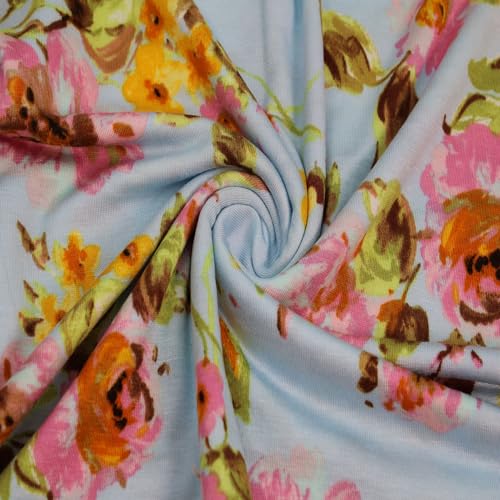 Stylish FABRIC 152,4 cm breiter Viskose-Spandex, bedruckter Jersey-Stretch-Strickstoff, Meterware für Bekleidung, Stirnbänder, Accessoires, Dekorationen, Mutterschaft und DIY-Projekte, Himmelblau, von Stylish FABRIC