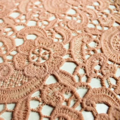 Stylish FABRIC Leslie Muster, 100% Polyester, chemisch bestickte Spitze, Bekleidung/Zubehör/Brautkleider/DIY-Stoff, Korallenrot, 4,5 m von Stylish FABRIC